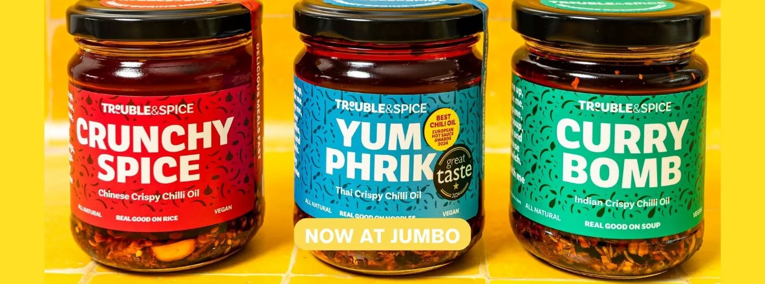 trouble and spice chilli oil jumbo chili crisp